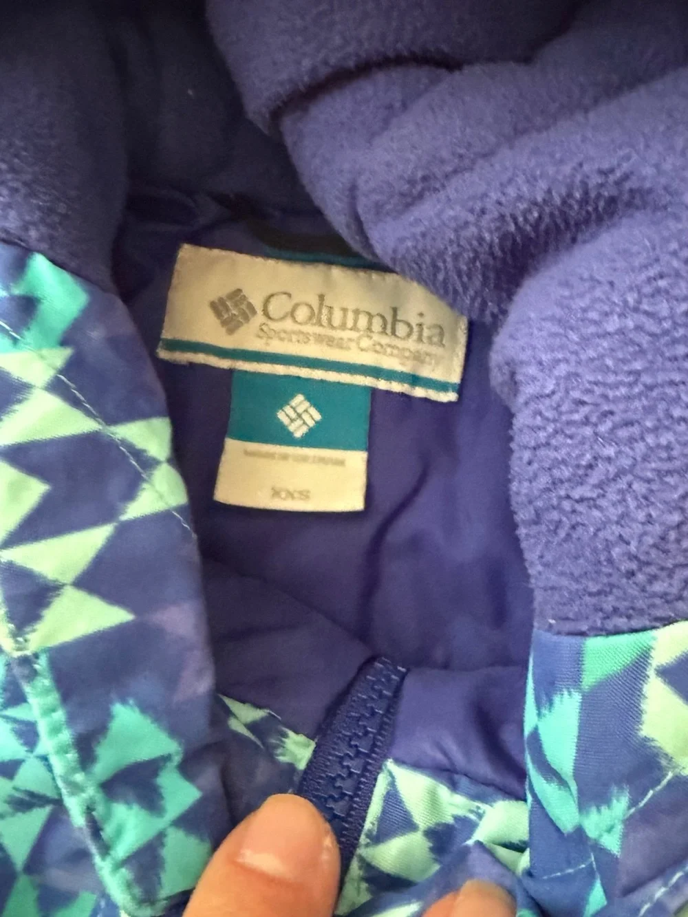 Columbia Girls' Blue Geometric Hooded Winter Jacket